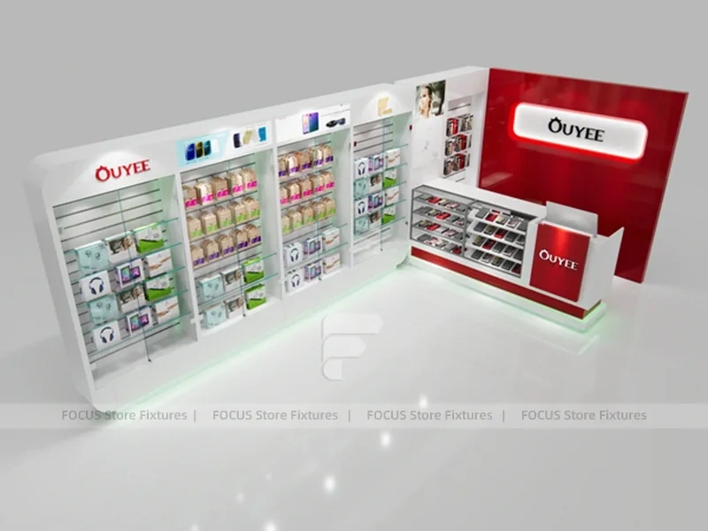 Red White Ouye Mobile Accessories Store Display