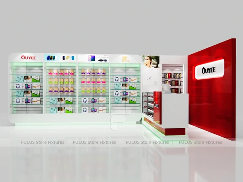 Red White Ouye Mobile Accessories Store Display