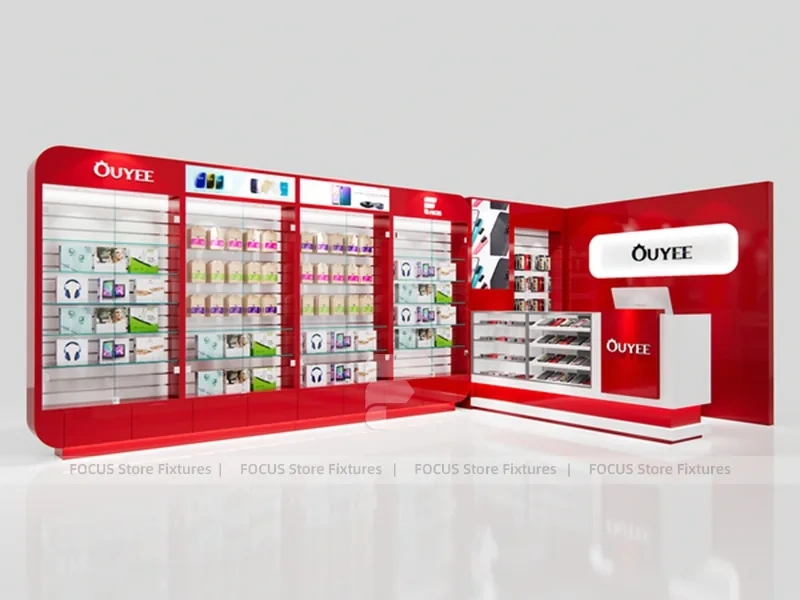 Red White Ouye Mobile Accessories Store Display