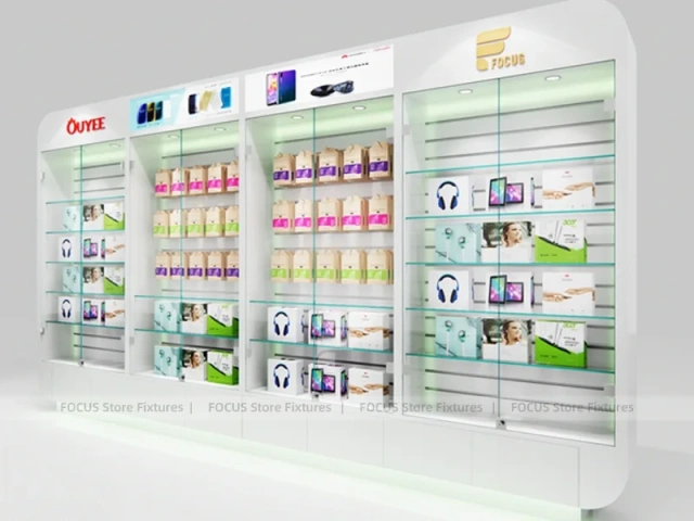 Red White Ouye Mobile Accessories Store Display
