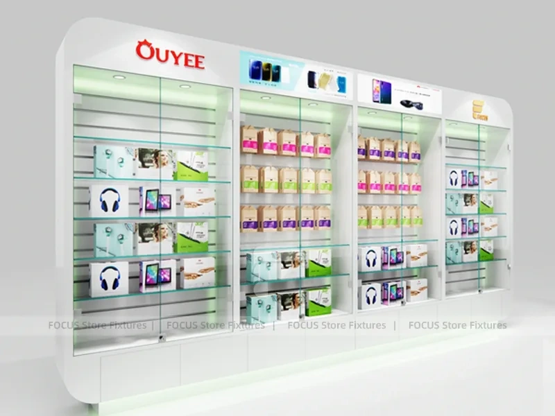 Red White Ouye Mobile Accessories Store Display