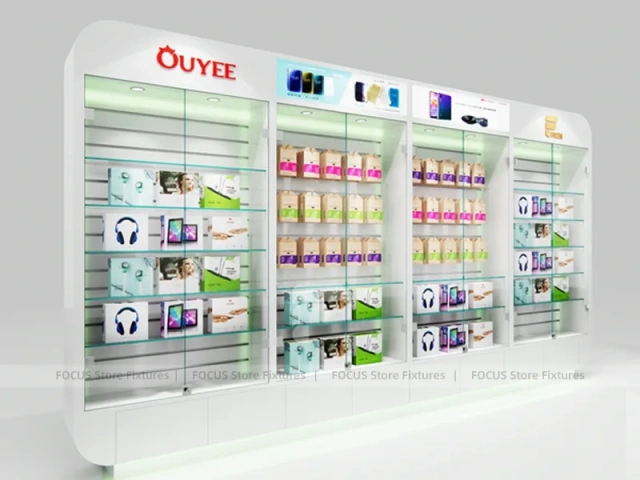 Red White Ouye Mobile Accessories Store Display