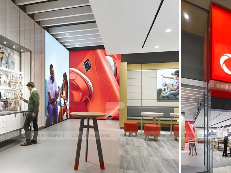 Red White Phone Experience Store Interior