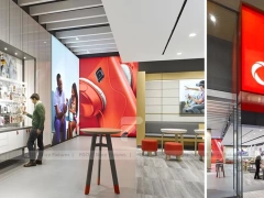 Red White Phone Experience Store Interior