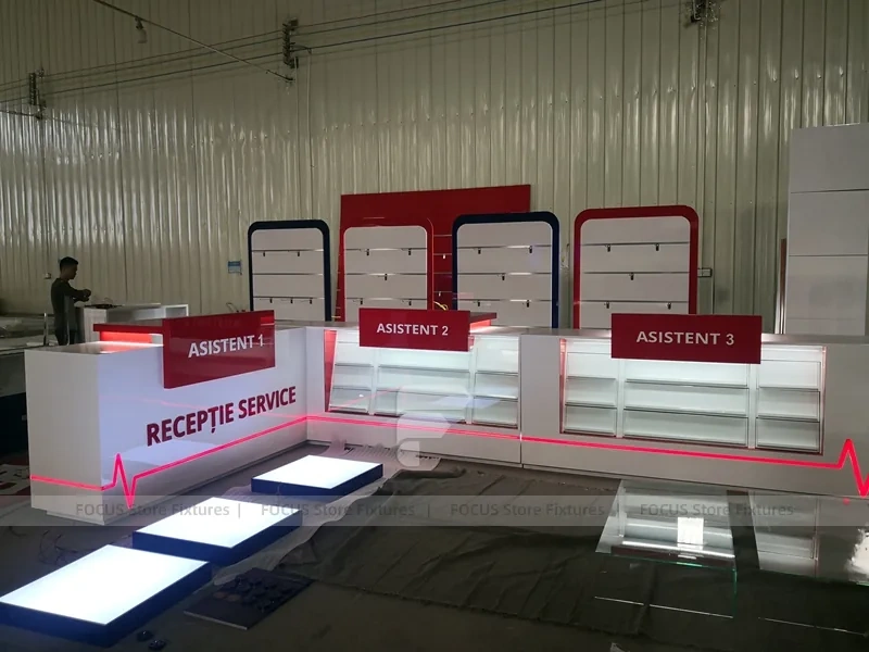Red White Phone Reception Counter Display