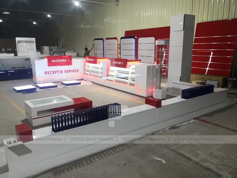 Red White Phone Reception Counter Display