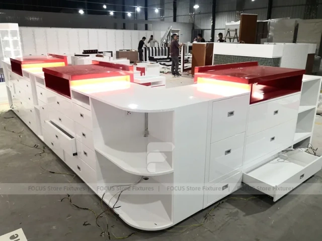 Red White Phone Reception Counter Display