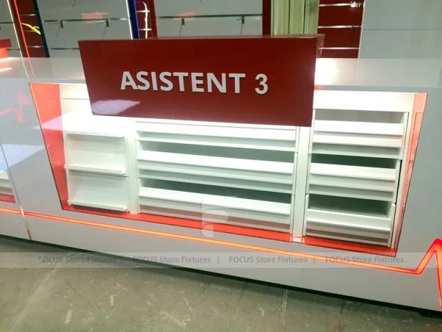 Red White Phone Reception Counter Display