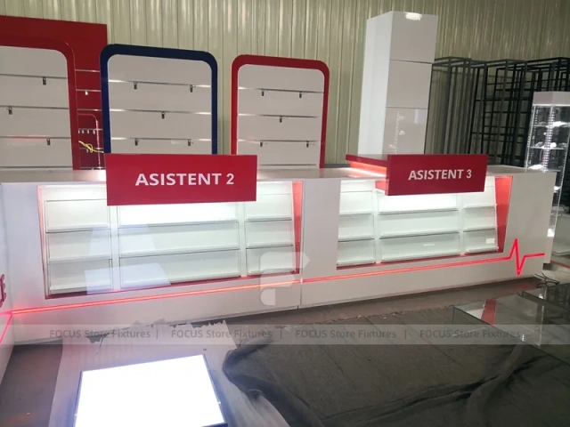 Red White Phone Reception Counter Display