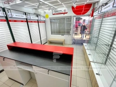 Red White Phone Service Counter Interior