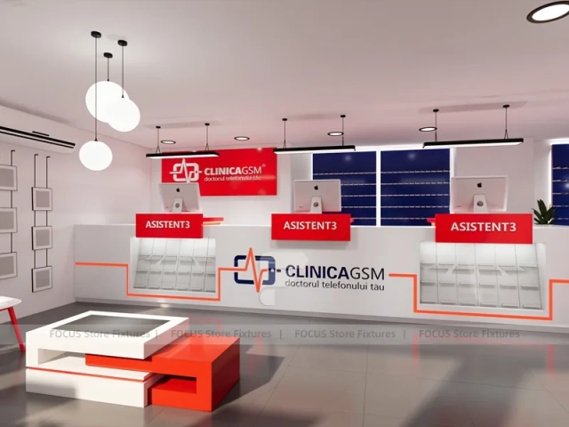 Red White Phone Service Store Interior