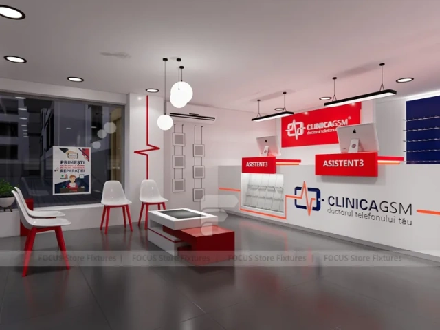 Red White Phone Service Store Interior