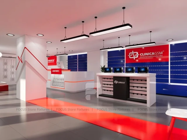 Red White Phone Service Store Interior