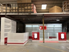 Red White Slatwall Mobile Store Fixture