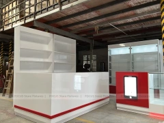 Red White Slatwall Mobile Store Fixture