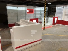 Red White Slatwall Mobile Store Fixture