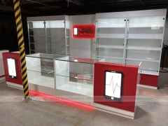 Red White Slatwall Mobile Store Fixture