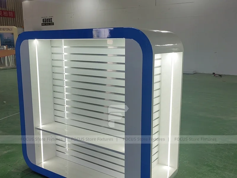 Rounded Blue White Mobile Phone Wall Display Panel