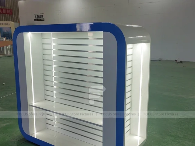 Rounded Blue White Mobile Phone Wall Display Panel