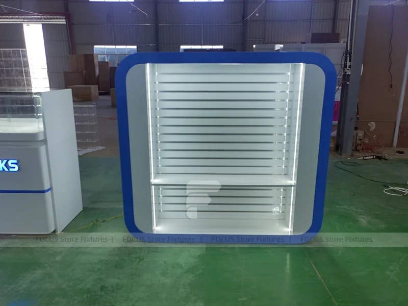 Rounded Blue White Mobile Phone Wall Display Panel