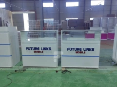 Rounded Blue White Mobile Phone Wall Display Panel