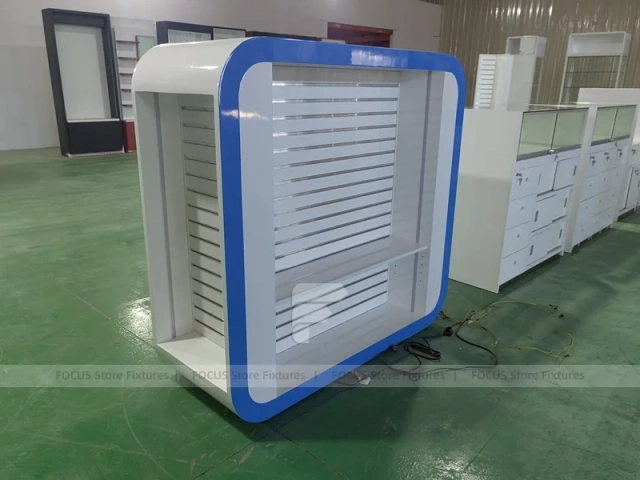 Rounded Blue White Mobile Phone Wall Display Panel