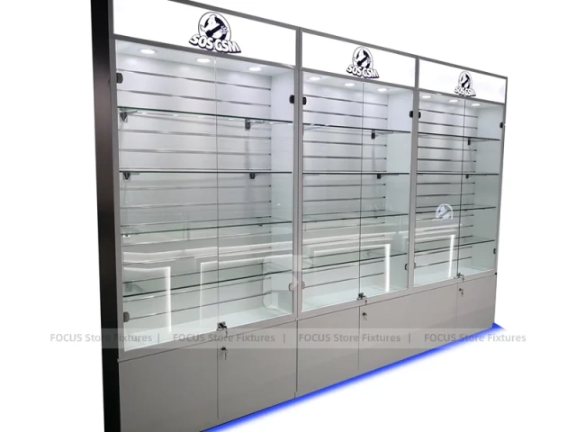 Silver Blue LED Phone Slatwall Display Panel