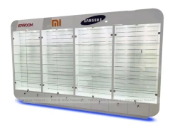 Silver Blue LED Phone Slatwall Display Panel