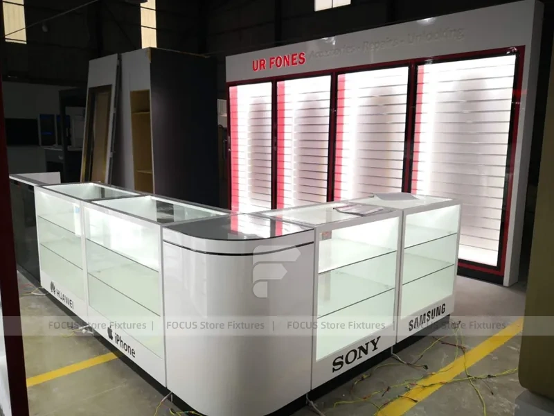 Sony White Glass Phone Display Kiosk