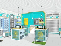 Teal White Mobile Accessories Store Interior