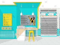 Teal White Mobile Accessories Store Interior