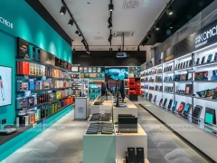 Teal White Mobile Phone Accessories Store Interior