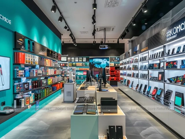 Teal White Mobile Phone Accessories Store Interior