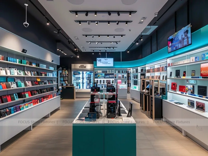 Teal White Mobile Phone Accessories Store Interior