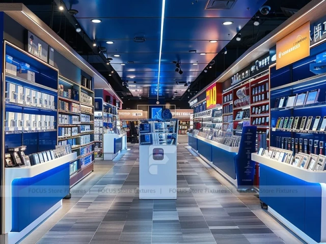 Teal White Mobile Phone Accessories Store Interior