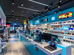 Teal White Mobile Phone Accessories Store Interior