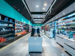 Teal White Mobile Phone Accessories Store Interior