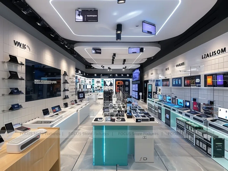 Teal White Mobile Phone Accessories Store Interior