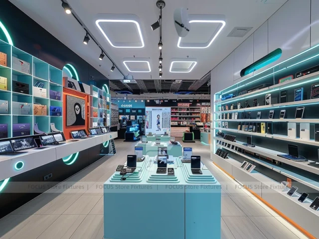 Teal White Mobile Phone Accessories Store Interior