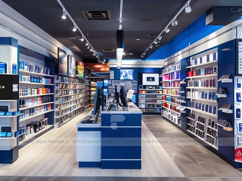 Teal White Mobile Phone Accessories Store Interior