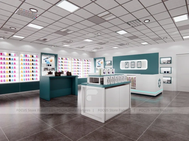 Teal White Mobile Phone Store Interior