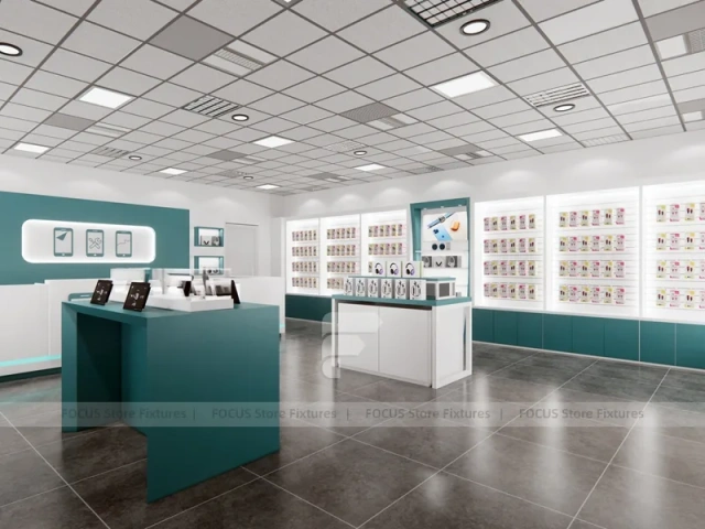 Teal White Mobile Phone Store Interior