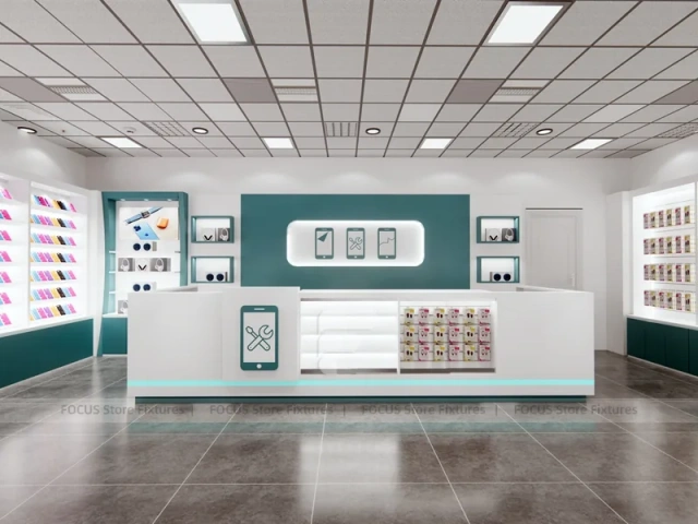 Teal White Mobile Phone Store Interior