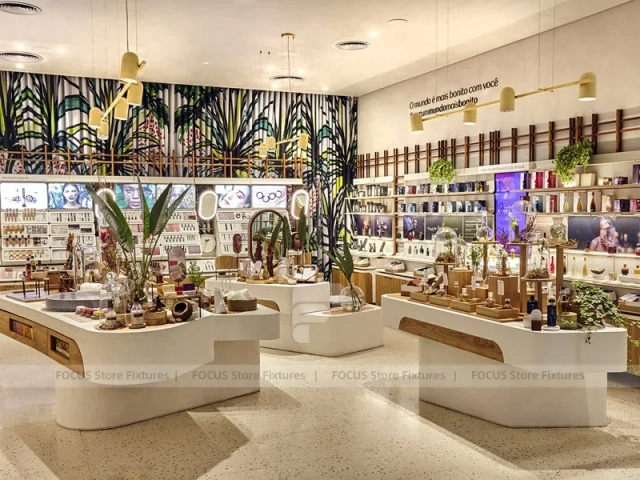 Tropical Beauty Store with White Island Counters