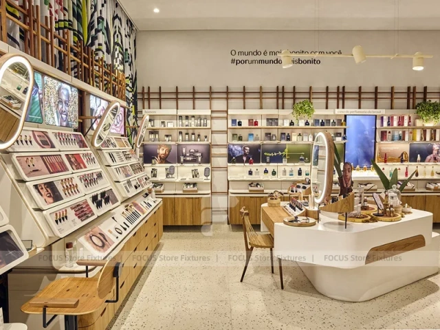Tropical Beauty Store with White Island Counters