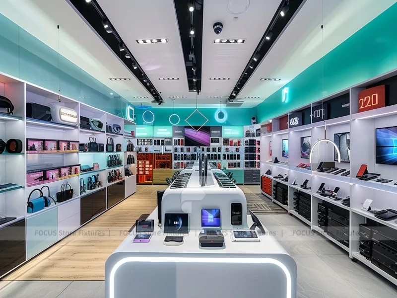 Turquoise Blue Mobile Phone Store Aisle Display
