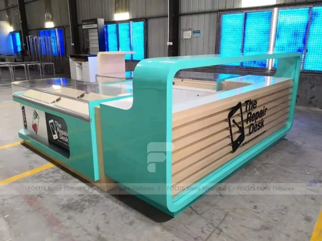 Turquoise Glass Mobile Phone Kiosk Counter