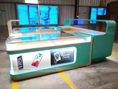 Turquoise Glass Mobile Phone Kiosk Counter