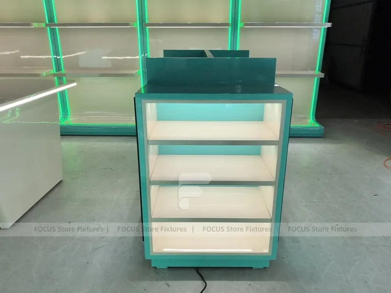 Turquoise Glass Mobile Phone Service Counter