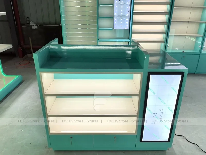 Turquoise Glass Mobile Phone Service Counter